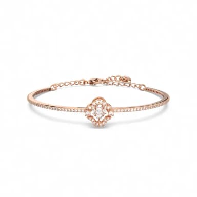 【SWAROVSKI 官方直營】Una 手鐲 幸運草 白色 鍍玫瑰金色調 母親節禮物(跳動的心)