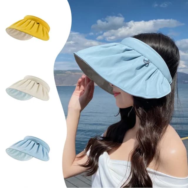 【米蘭精品】現貨+預購 空頂帽防曬帽(兩用可摺疊貝殼帽女帽子母親節禮物6色74cp18)