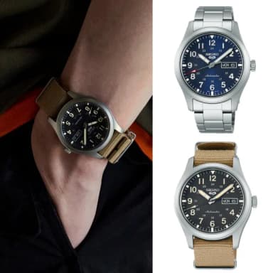 【SEIKO 精工】5 Sports系列 Lineup 復古軍風 機械腕錶 母親節 禮物 推薦(二款可選)