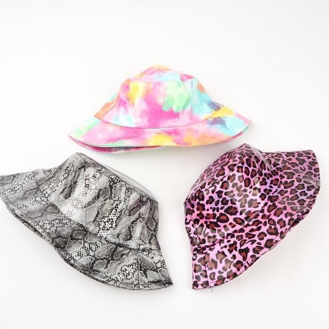 【米蘭精品】現貨+預購 漁夫帽遮陽帽(潮流印花PVC盆帽男女帽子情人節生日聖誕節交換禮物3色74cq9)