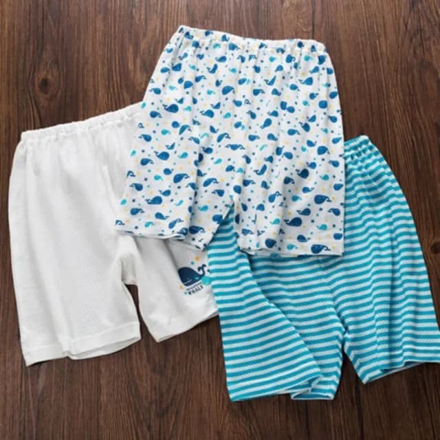 【橘魔法】（3件一組）鯨魚透氣網眼洞洞短褲(居家褲 睡褲 褲子 男童 洞洞短褲 透氣 童裝)