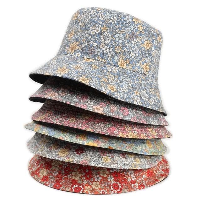 【米蘭精品】現貨+預購 漁夫帽遮陽帽(花朵印花雙面戴盆帽女帽子情人節生日聖誕節交換禮物6色74cq5)