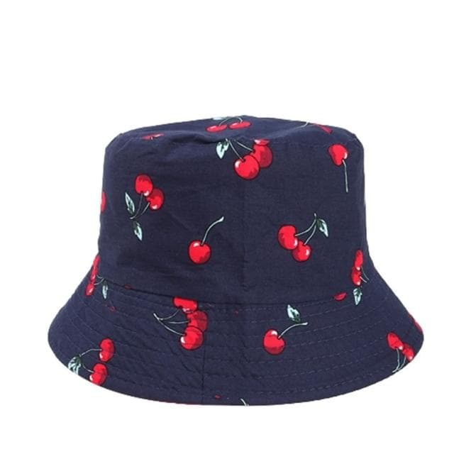 【米蘭精品】現貨+預購 漁夫帽遮陽帽(櫻桃印花平頂雙面男女帽子情人節生日聖誕節交換禮物2色74cq58)