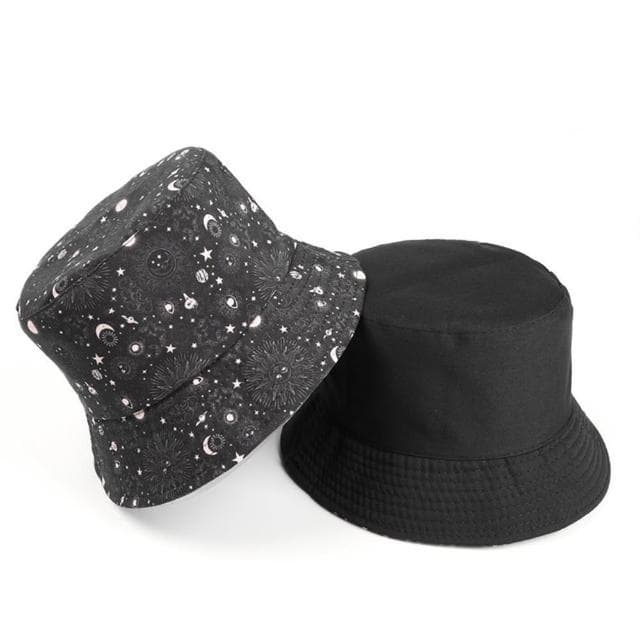 【米蘭精品】現貨+預購 漁夫帽遮陽帽(宇宙星空平頂雙面男女帽子情人節生日聖誕節交換禮物74cq71)