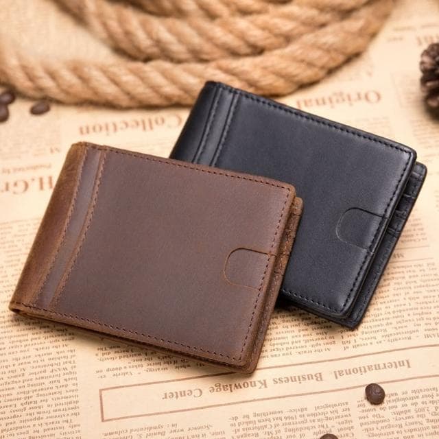 【米蘭精品】現貨+預購 短夾真皮錢包(RFID復古休閒牛皮男包包父親節情人節生日禮物2色74cb27)