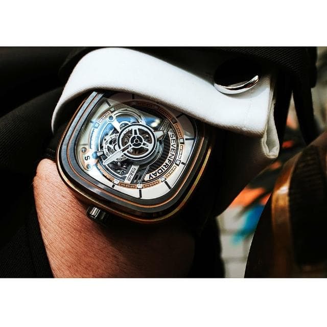 【SEVENFRIDAY】大馬士革工法自動上鍊機械錶-黑色/47.6x47mm 送禮 禮物 推薦(PS2/02)