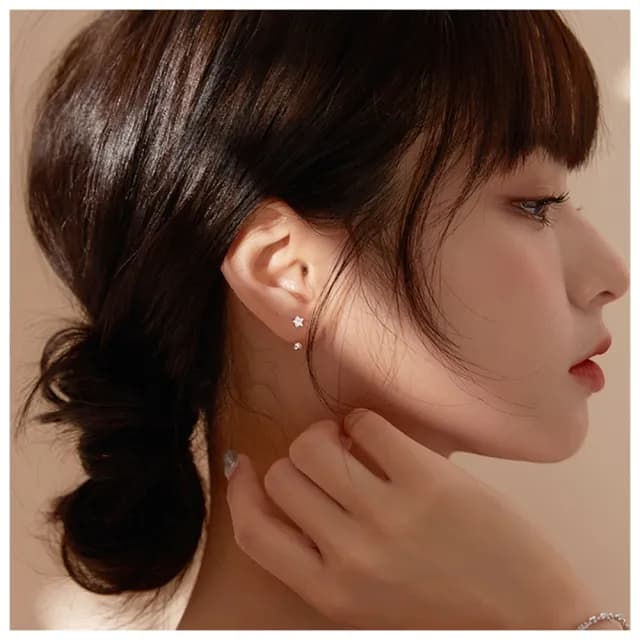 【HaNA 梨花】典藏時光．簡約上下星光耳環(耳飾 耳圈 耳釘 耳扣 耳墜)