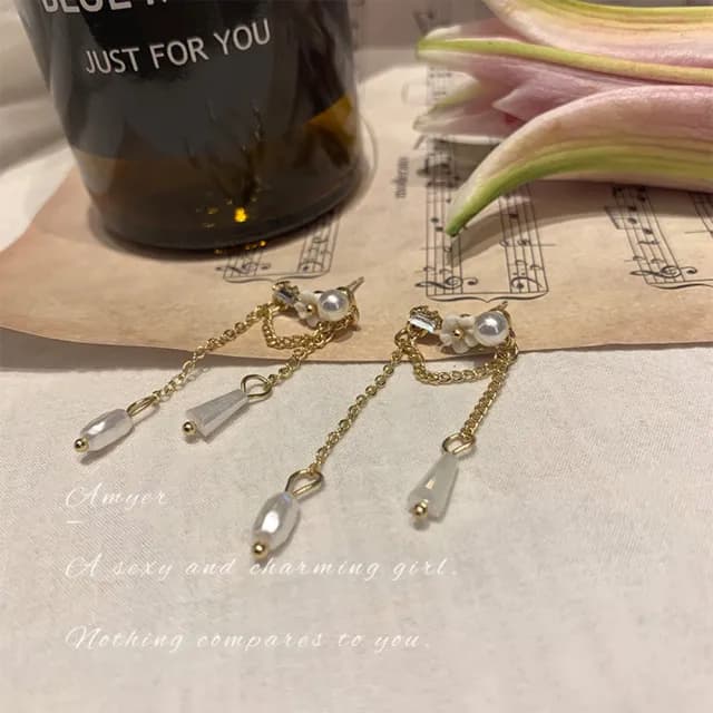 【BBHONEY】花朵耳針 高級法式珍珠耳飾(網美必備款)