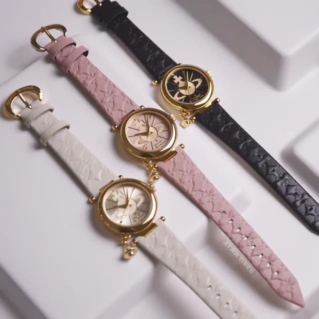 【Vivienne Westwood】金框 皮革錶帶 小裝飾設計 小錶盤 女錶 手錶 32mm 雙11(共3款)
