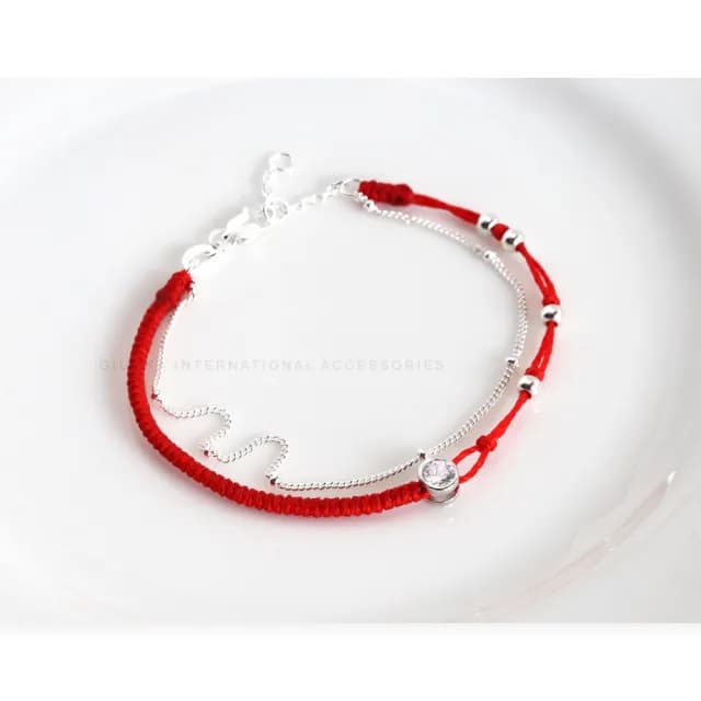 【GIUMKA】紅線手鍊．925純銀．紅繩．單鑽．蠟繩(紅色．開運禮物)