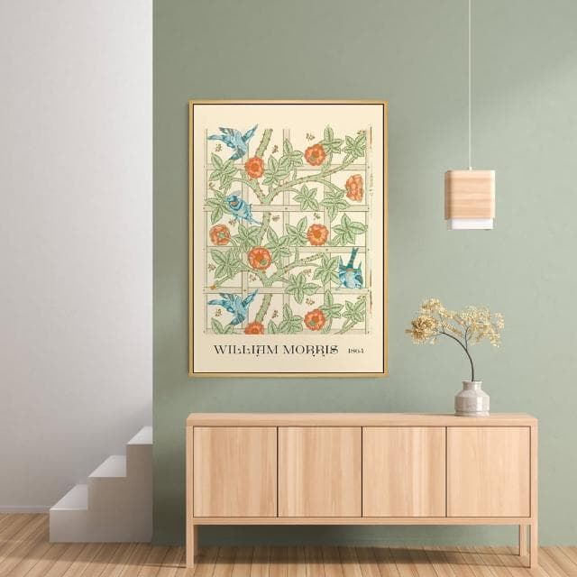 【菠蘿選畫所】William Morris Trellis-70x100cm(復古綠色掛畫/裝飾畫/開店送禮/森林圖)