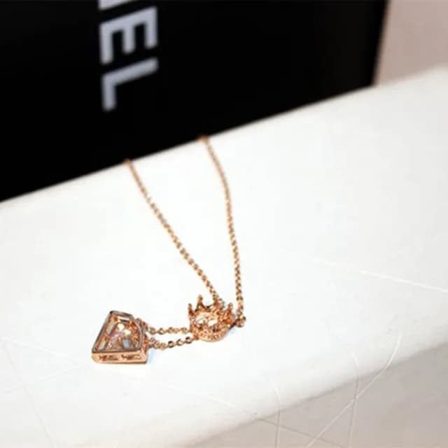 【米蘭精品】現貨+預購 玫瑰金項鍊鑲鑽吊墜(時尚精緻氣質情人節生日聖誕節交換禮物女飾品73jp26)