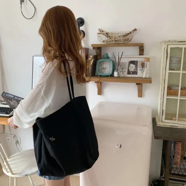 【Sayaka 紗彌佳】父親節禮物 肩包手提包   日系生活中的百分比%圖案系列大口袋造型單肩帆布包