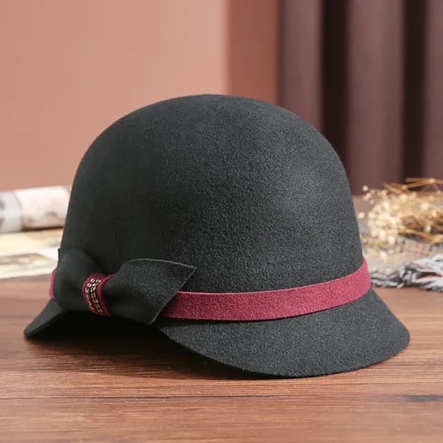 【米蘭精品】現貨+預購 羊毛帽禮帽(保暖蝴蝶結日系毛呢盆帽女帽子情人節生日聖誕節交換禮物4色74dq48)
