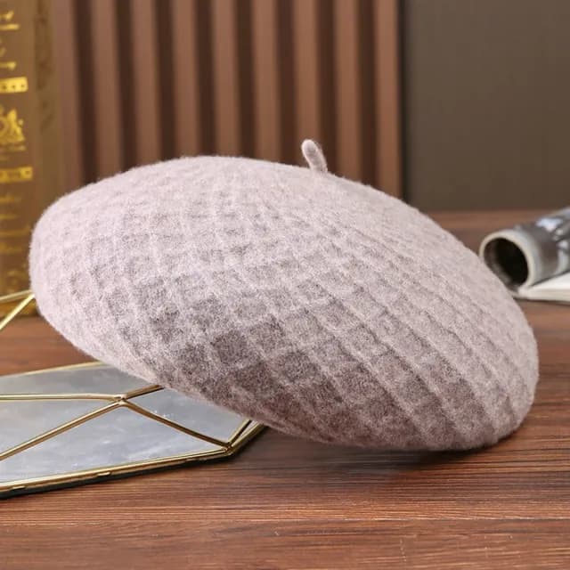 【米蘭精品】父親節禮物 羊毛帽貝雷帽(保暖格紋優雅毛呢畫家帽男女帽子情人節生日聖誕節交換禮物3色74dq25)