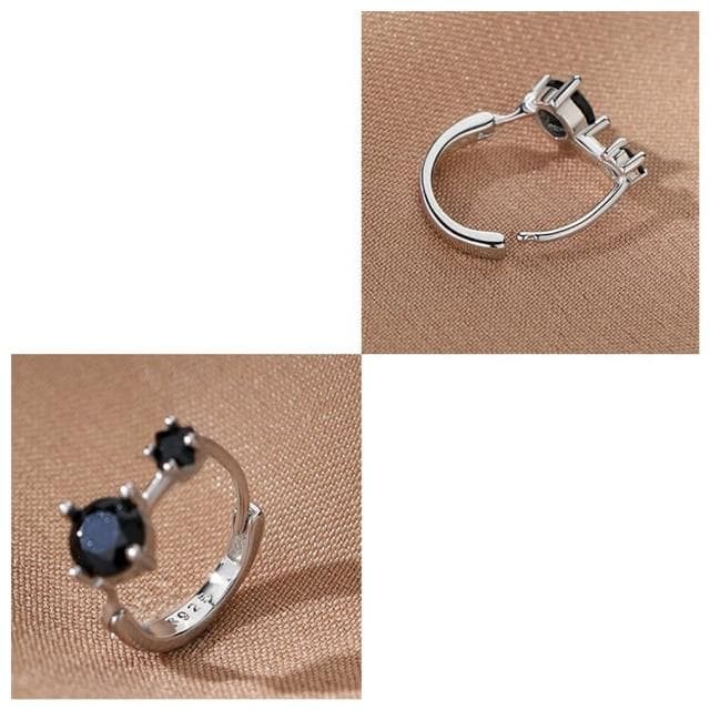 【HaNA 梨花】韓國高級感復古調性．黑寶石雙點耳環(針式耳環 耳飾 耳圈 耳釘 耳扣)
