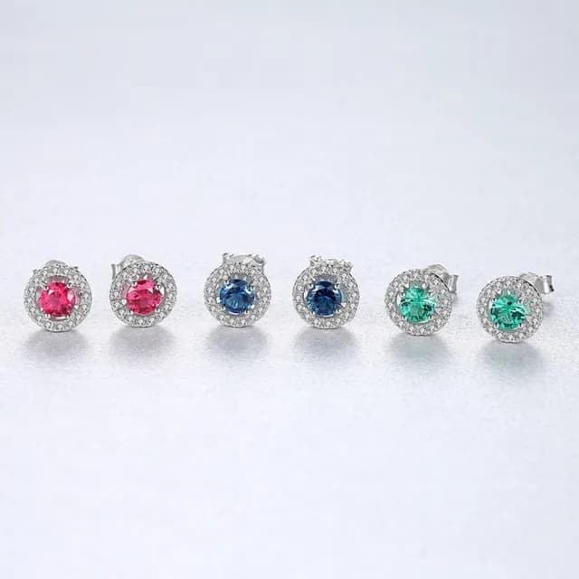【巴黎精品】現貨+預購 鋯石耳環925純銀耳針(韓風時尚彩色寶石女飾品3色v1aa43)