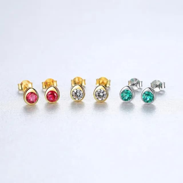 【巴黎精品】現貨+預購 鋯石耳環925純銀耳針(簡約百搭彩色寶石女飾品v1aa90)