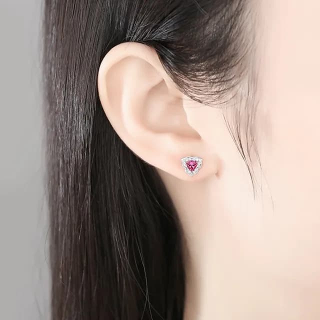 【巴黎精品】現貨+預購 鋯石耳環925純銀耳針(簡約個性三角彩寶女飾品v1aa65)