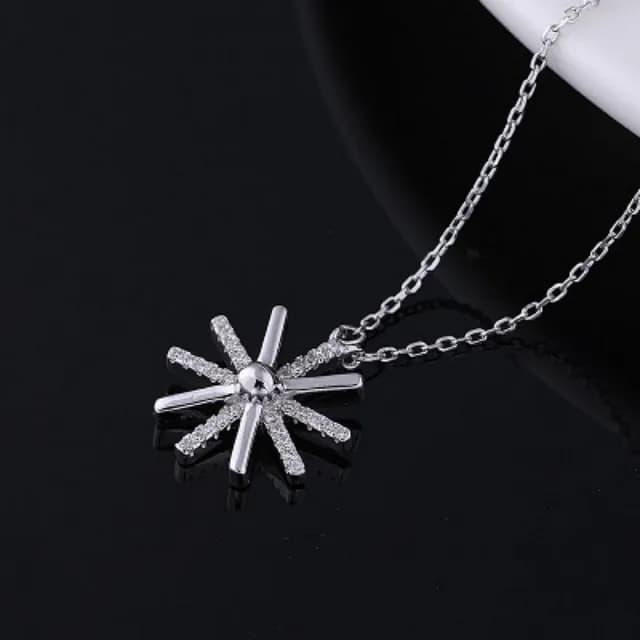 【米蘭精品】現貨+預購 925純銀項鍊鑲鑽吊墜(韓版太陽花造型情人節生日聖誕節交換禮物女飾品73gu2)