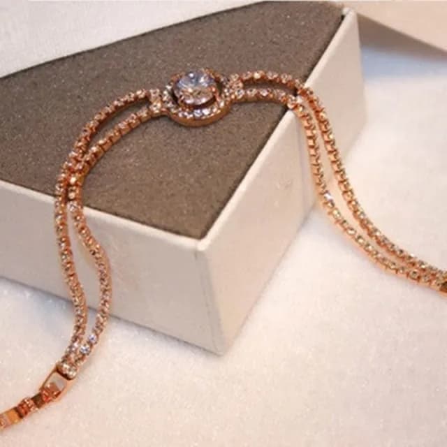 【米蘭精品】現貨+預購 玫瑰金鑲鑽手鍊(精緻閃耀潮流百搭情人節生日聖誕節交換禮物女飾品2色73jq20)