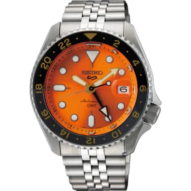【SEIKO 精工】5 Sports 系列 GMT 兩地時間機械腕錶 指針錶 手錶 禮物 畢業(4R34-00A0U/SSK005K1)
