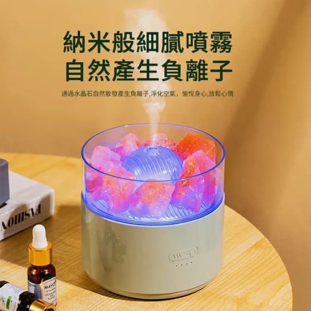 【ANTIAN】雙11 七彩氛圍燈精油香氛水晶鹽水氧機 負離子空氣清淨機 霧化補水加濕器 200ml