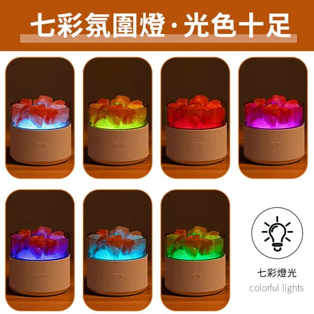 【ANTIAN】雙11 七彩氛圍燈精油香氛水晶鹽水氧機 負離子空氣清淨機 霧化補水加濕器 200ml