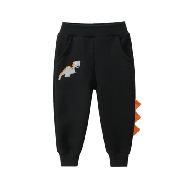 【橘魔法】恐龍角刺繡貼布厚棉絨運動褲(長褲 棉褲 縮口褲 褲子 男童 童裝 兒童 保暖)