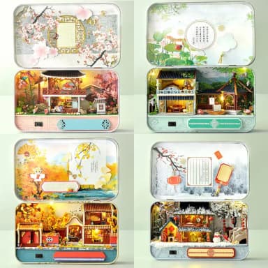 【半島良品】四季鐵盒DIY小屋燈(交換禮物 畢業禮物 聖誕禮物 生日禮物 小夜燈)