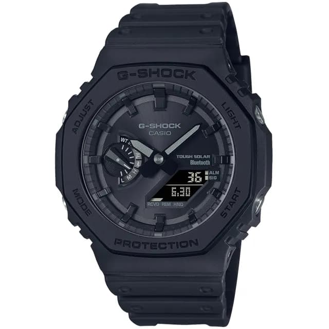 【CASIO 卡西歐】G-SHOCK 藍牙 太陽能 八角防護構造雙顯手錶 情人節 禮物(GA-B2100-1A1)