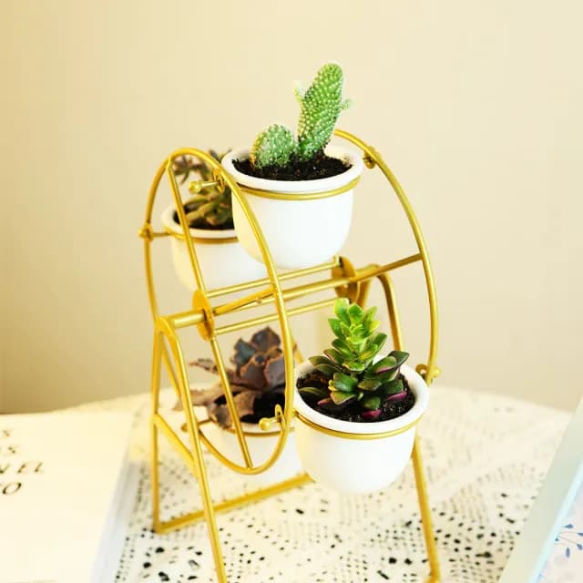 【園藝蒔光】摩天輪花器(花盆 花架 盆栽 多肉 白瓷 觀葉植物)