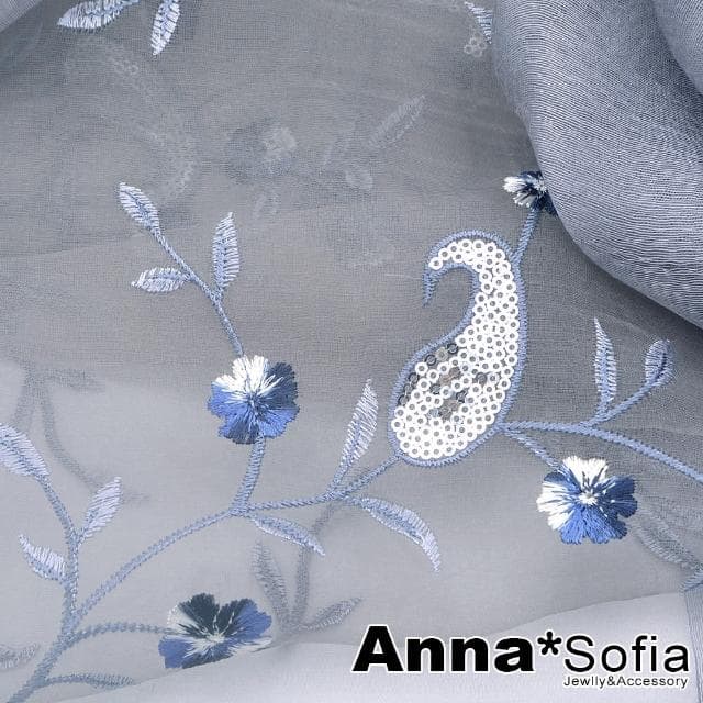 【AnnaSofia】真絲羊毛混紡大尺寸披肩絲巾圍巾-沁梅曲葉 現貨(灰系)