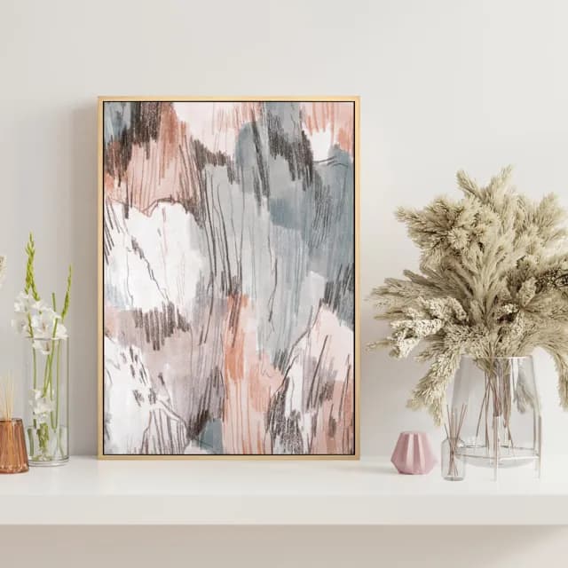 【菠蘿選畫所】夢境•珊瑚灰 - 30x40cm(手繪粉灰抽象畫/房間佈置/生日禮物)