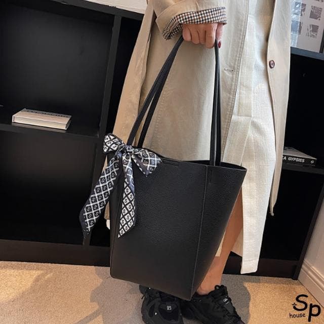 【Sp house】母親節禮物 蝴蝶結絲帶大容量女士手提側肩包子母水桶包(5色可選)