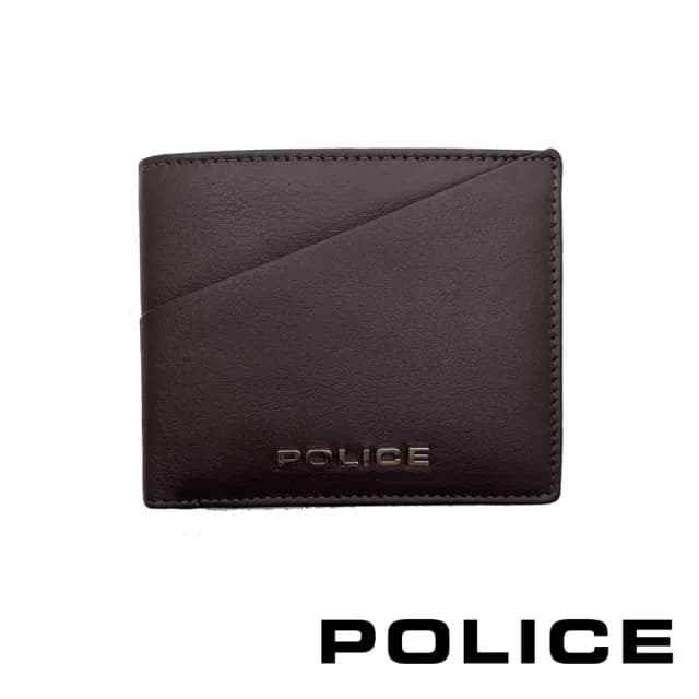 【POLICE】頂級小牛皮4卡零錢袋男用皮夾 布魯斯系列(咖啡色 七夕情人節禮物 送禮 男夾)