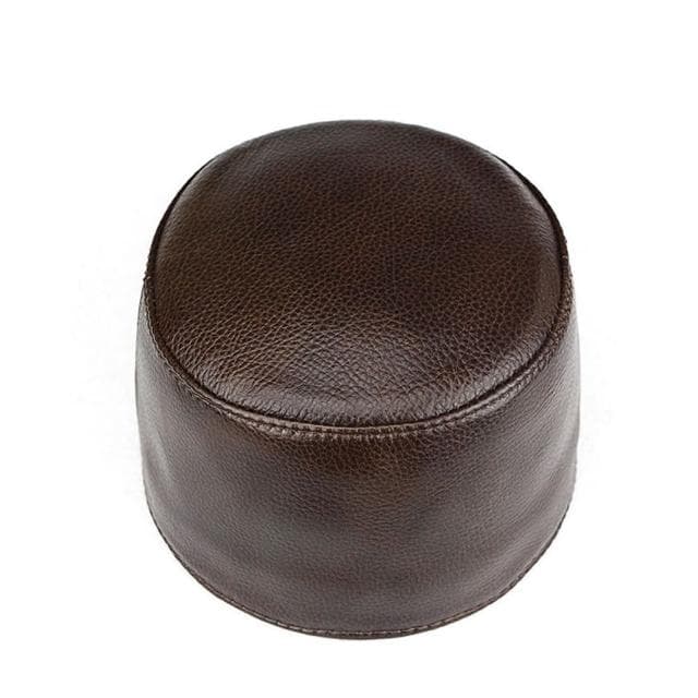 【巴黎精品】現貨+預購 盆帽水桶帽真皮皮帽(復古民族平頂牛皮交換禮物聖誕禮物送禮男女帽子2色v1at22)