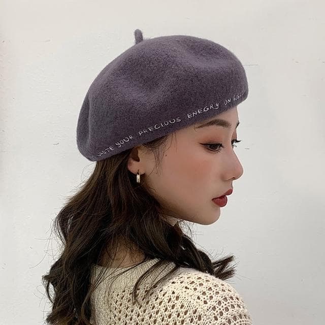 【巴黎精品】現貨+預購 羊毛貝雷帽畫家帽(保暖刺繡字母百搭男女帽子聖誕節情人節生日交換禮物5色p1aa72)