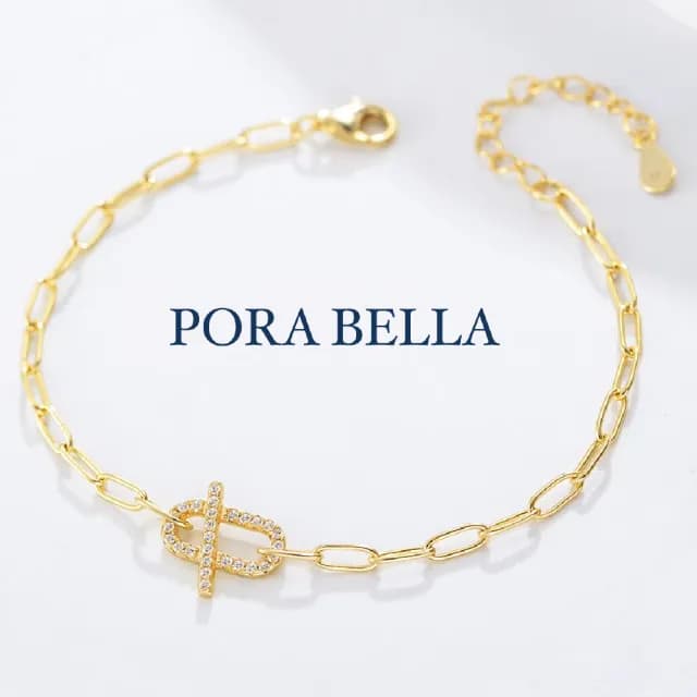 【Porabella】925純銀鋯石滿鑽小豬鼻子手鍊手環 甜美可愛 告白禮物 情人節禮物 送女友 銀飾 Bracelet