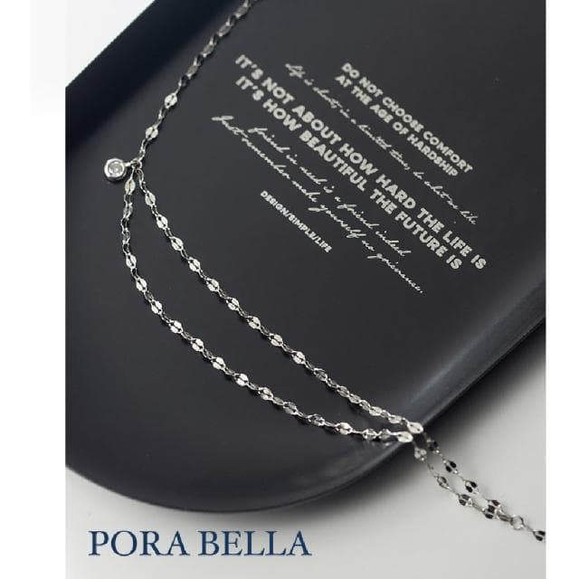【Porabella】925純銀小鋯石雙鍊項鍊 小眾設計款ins風 情人節禮物 生日禮物  Necklace