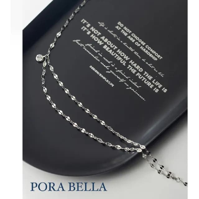 【Porabella】925純銀小鋯石雙鍊項鍊 小眾設計款ins風 情人節禮物 生日禮物  Necklace