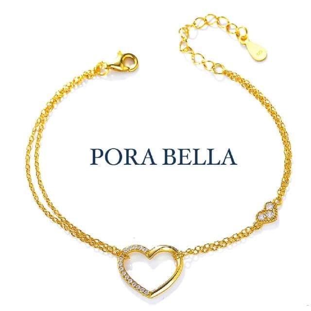【Porabella】925純銀小巧愛心鋯石造型手鍊 告白禮物 情人節禮物 送女友 銀飾 Bracelets