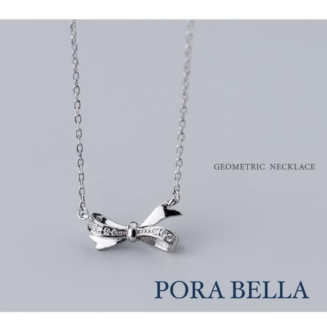 【Porabella】925純銀鋯石蝴蝶結項鍊 小眾設計款ins風 情人節禮物 生日禮物  Necklace