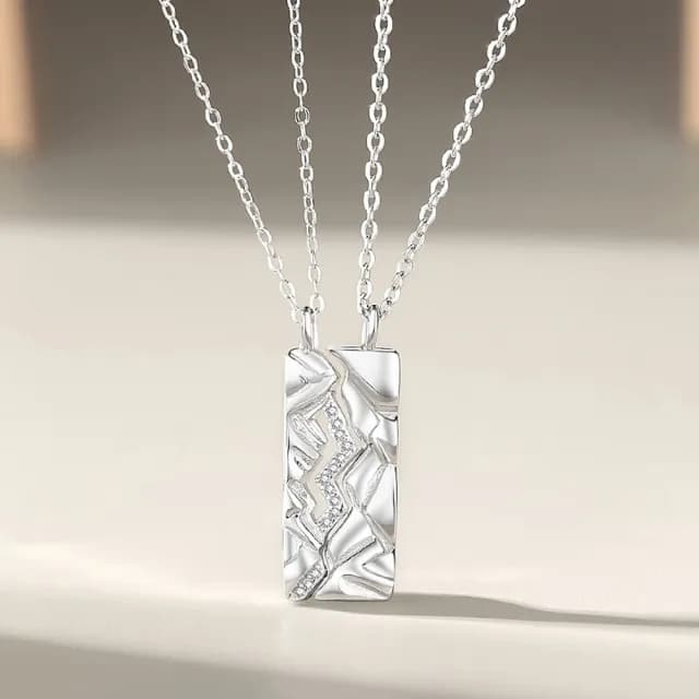 【米蘭精品】現貨+預購 925純銀項鍊情侶對鍊(山巒相合復古拼接生日聖誕節交換禮物74cj62)