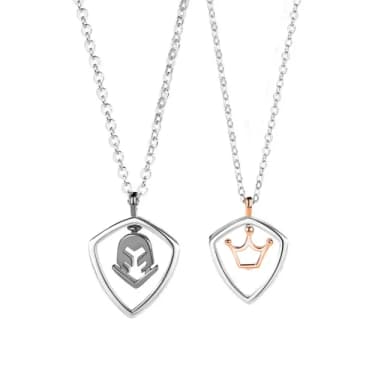 【米蘭精品】現貨+預購 925純銀項鍊情侶對鍊(公主與騎士簡約拋光生日聖誕節交換禮物74cj67)