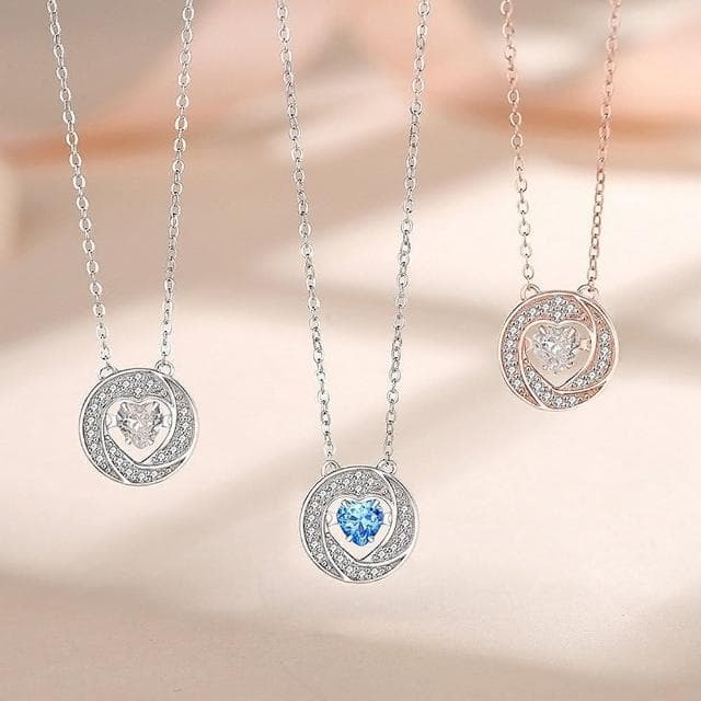 【米蘭精品】現貨+預購 925純銀項鍊鋯石吊墜(流轉之心跳動愛心生日聖誕節交換禮物女飾品3款74cj32)