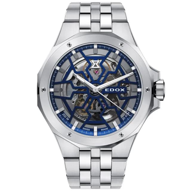 【EDOX 伊度】Delfin 魔幻巡洋系列鏤空潛水機械錶 送禮 禮物 推薦(E85303.3M.BUIGB)