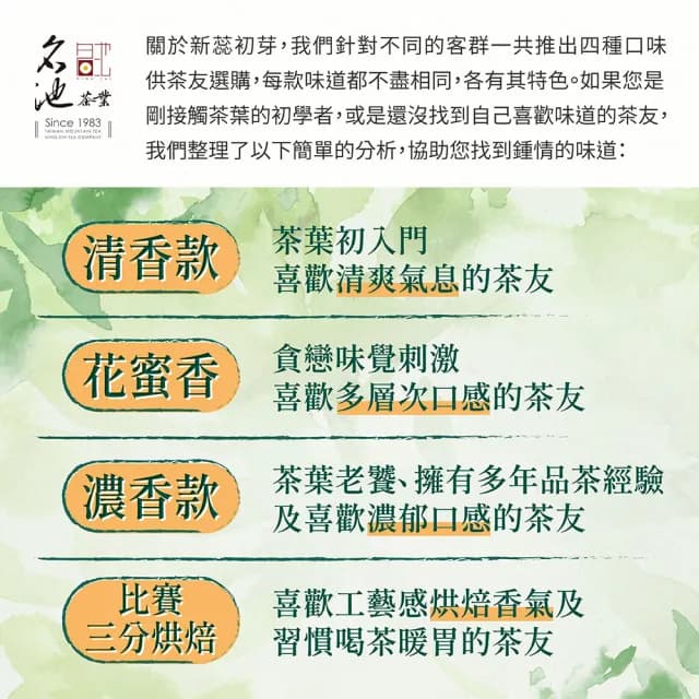 【名池茶業】新蕊初芽迎香烏龍茶葉4款任選150gx8包(共2斤)