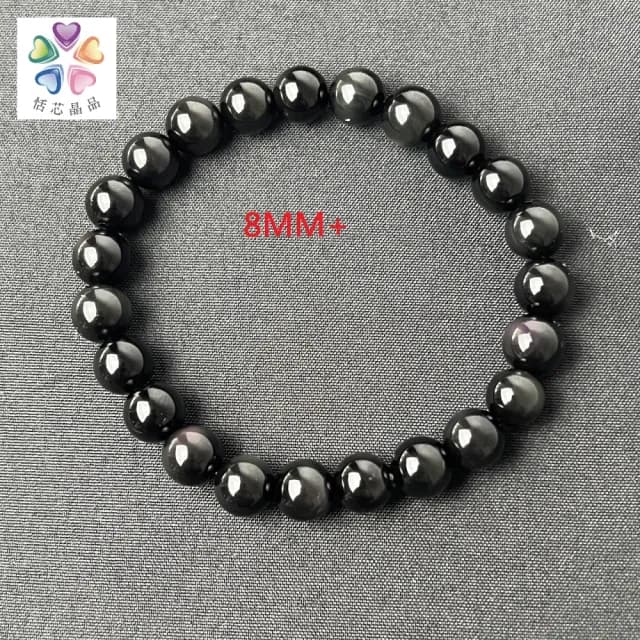 【恬芯晶品】頂級彩虹黑曜手珠8mm+ AA級彩虹黑曜(彩虹黑曜招財避邪擋煞淨化情侶款禮物轉運)