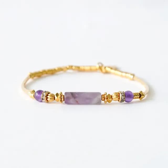 【Ficelle】招貴人 紫水晶 K金 京都藝伎小夜曲手鍊(輕珠寶 天然石 磁場  開運 設計款 手工製作)